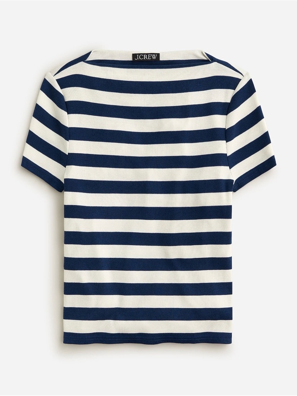 J.Crew Fine-rib fitted boatneck T-shirt in stripe